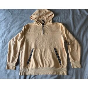 Adidas Mens Waffle Knit Quarter Zip Hoodie Peach Orange Pullover Medium